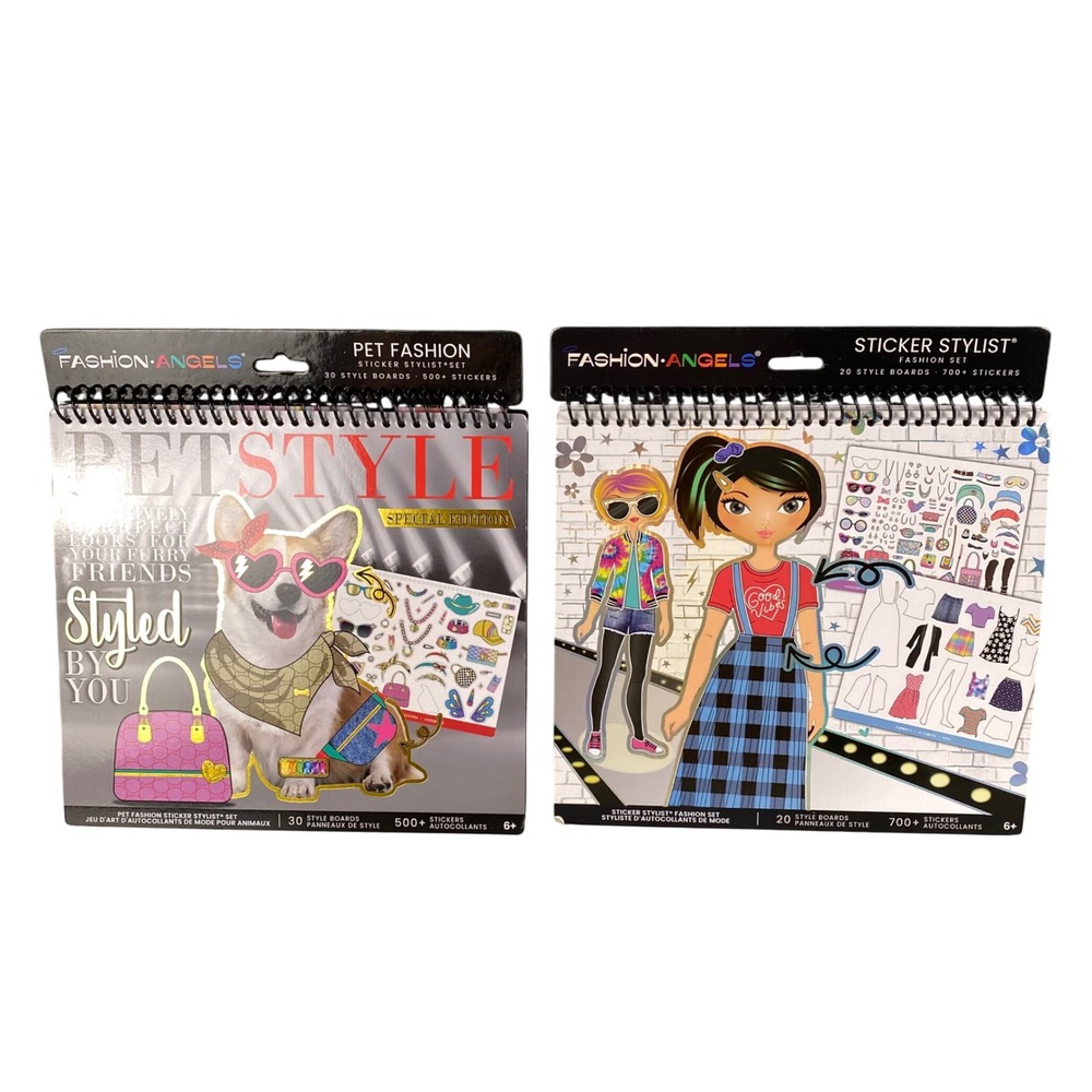 Fashion Angels Sticker Stylist & Pet Fashion Activity Books Set 1200+ Stickers